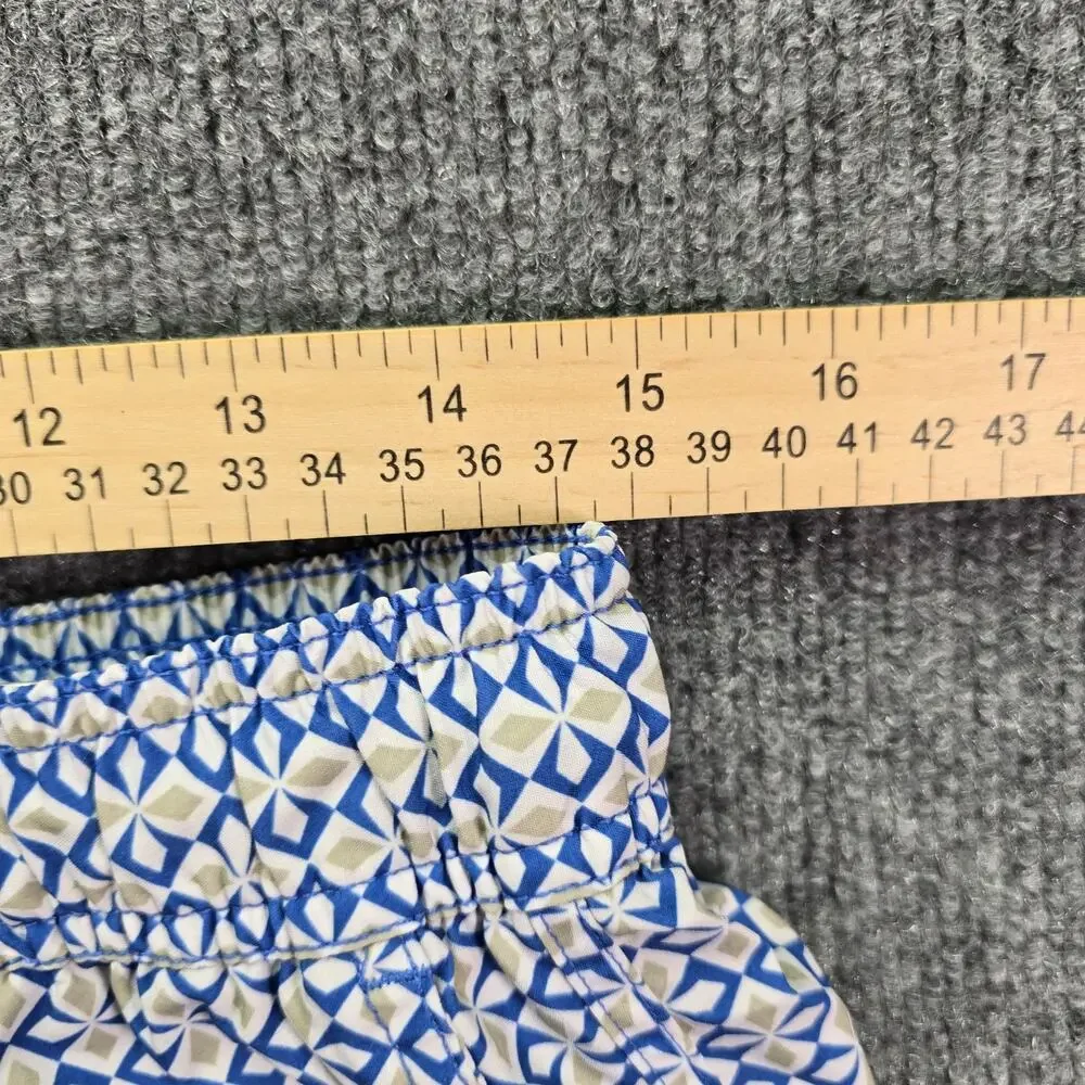 Fair Harbor Swim Trunks Mens Medium 30x8 Blue Geometric Lined Beach Pool Shorts